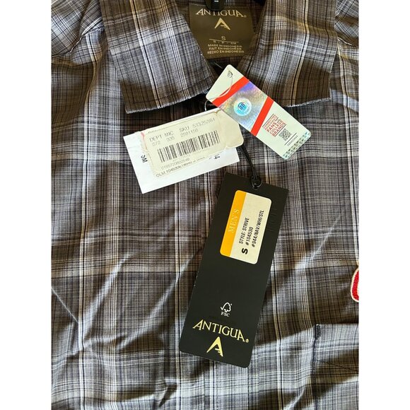Antigua Mens Ole Miss College Gray Plaid Long Sleeve Shirt S New With Tags - Picture 3 of 4
